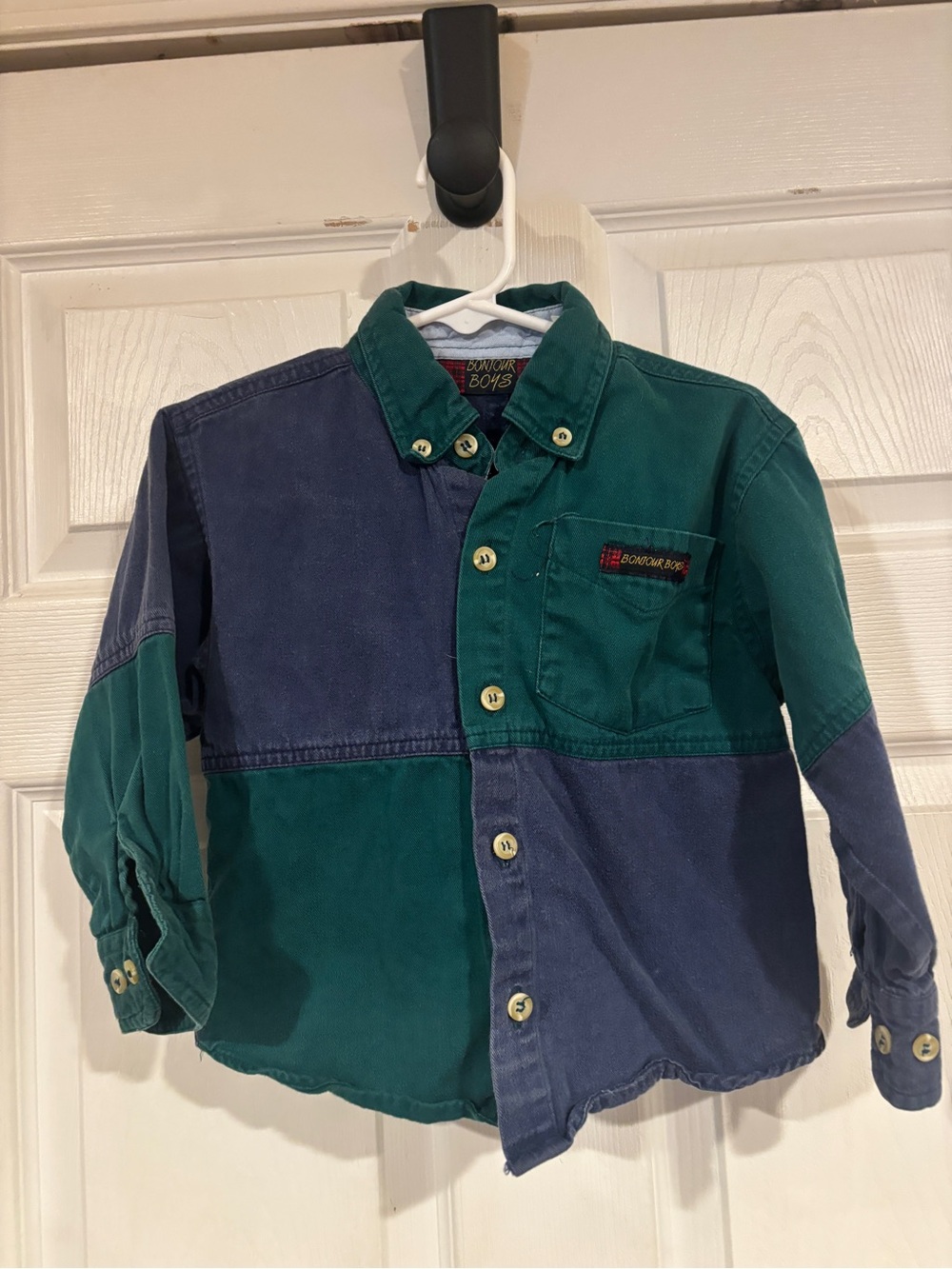 True vintage color block toddler button down